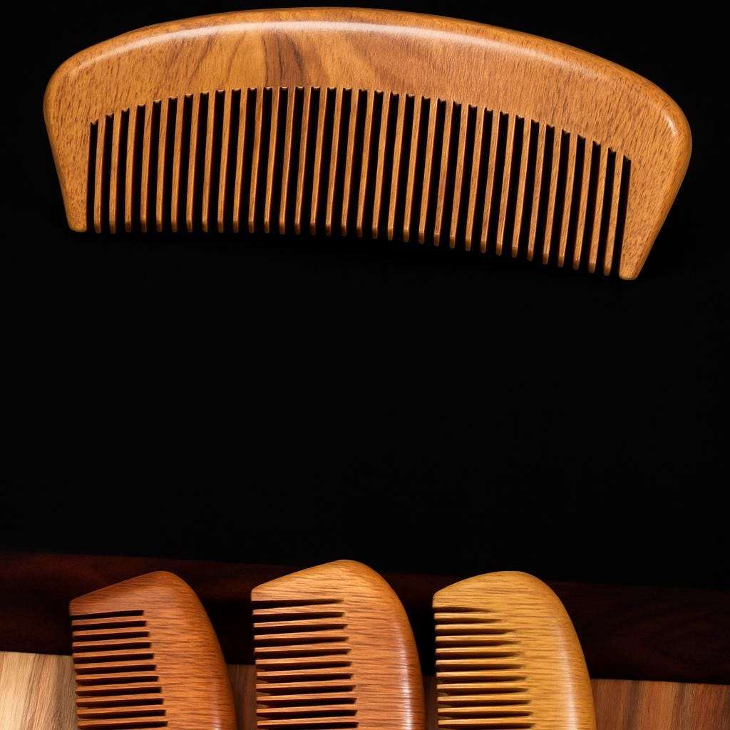 Wooden comb on a black background