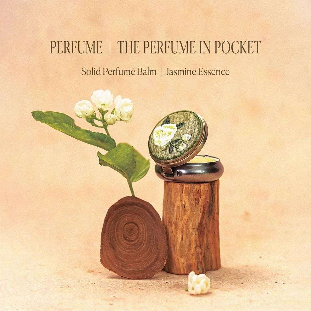 Jasmine Solid Perfume Balm | Embroidered Travel Compact – Scent Of