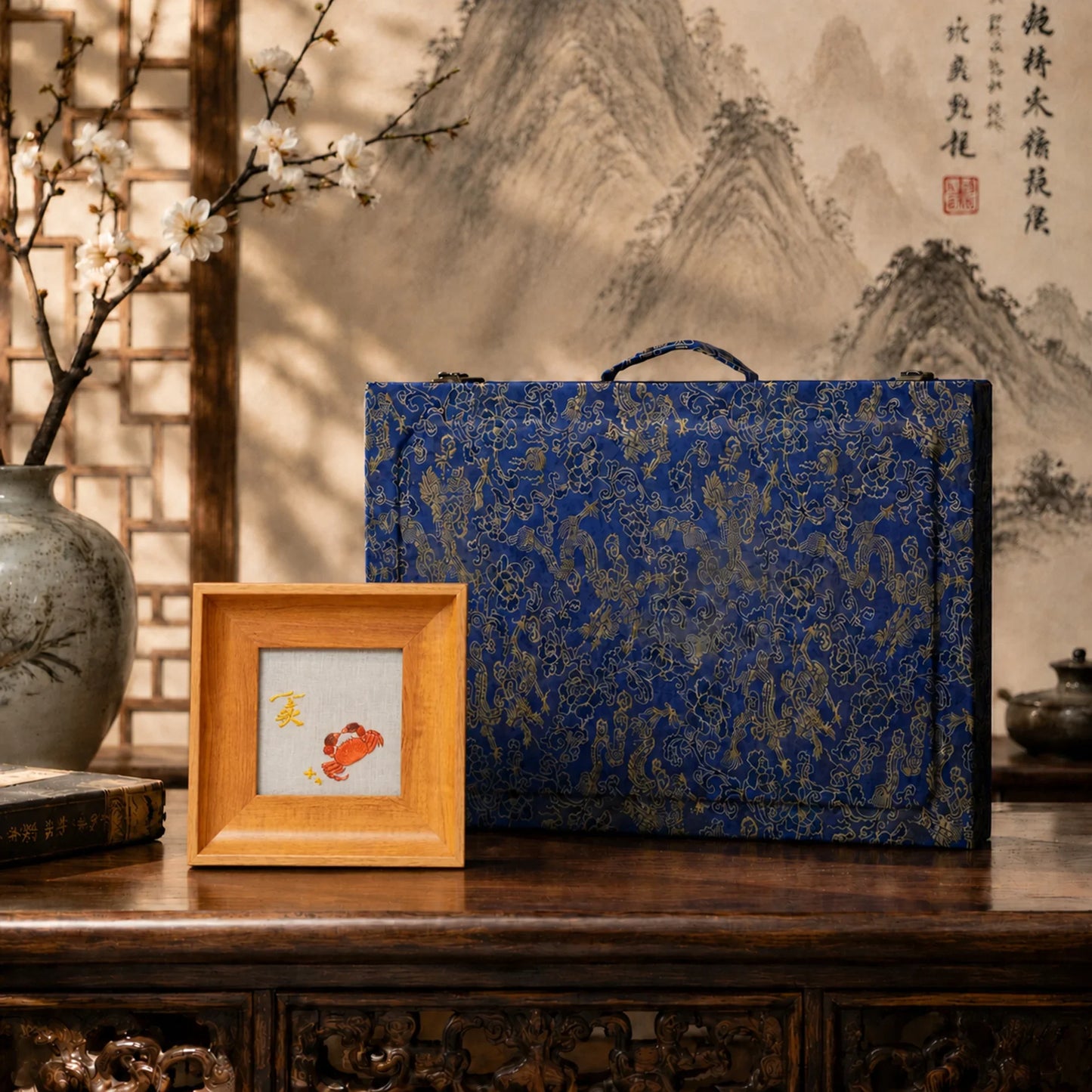 Golden Autumn Crab Suzhou Embroidery Ornament