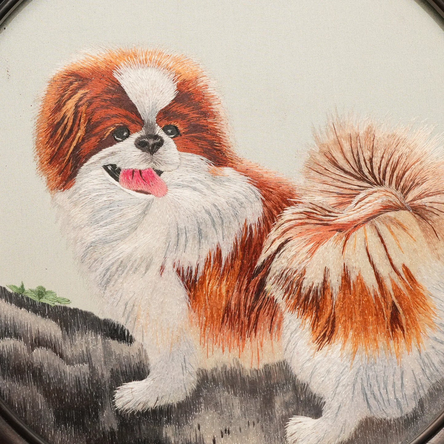 Pekingese Dogs Rectangular Screen Suzhou Embroidery Ornament