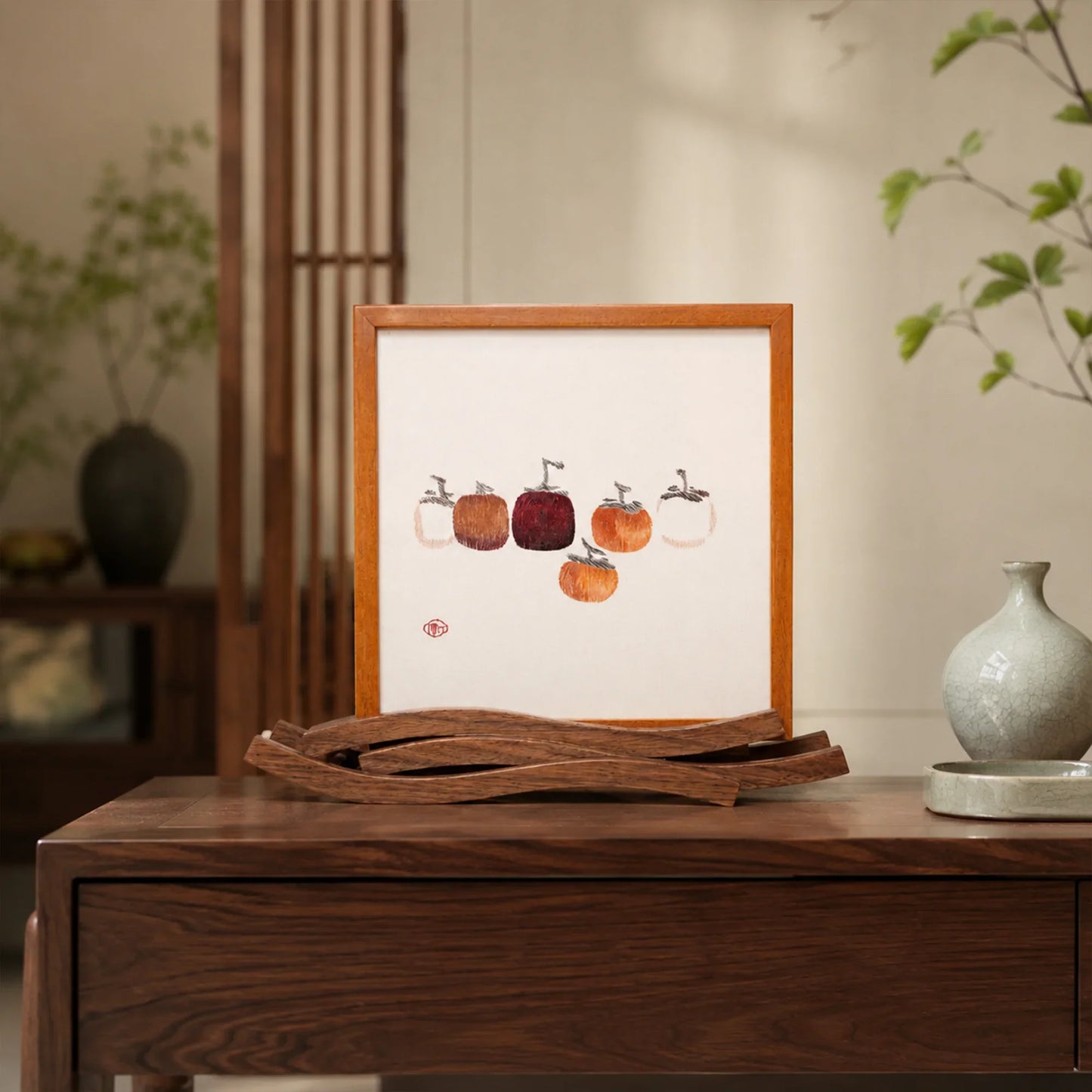 Museum-Quality Moonrise Over the Sea: Six Persimmons Suzhou