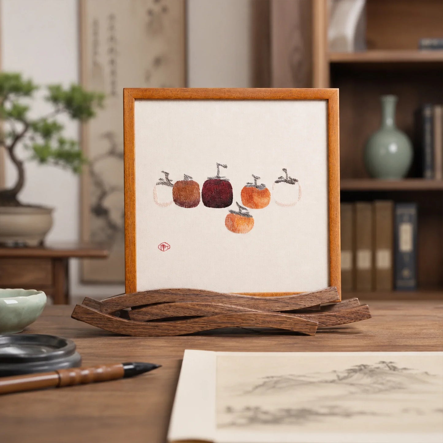 Museum-Quality Moonrise Over the Sea: Six Persimmons Suzhou