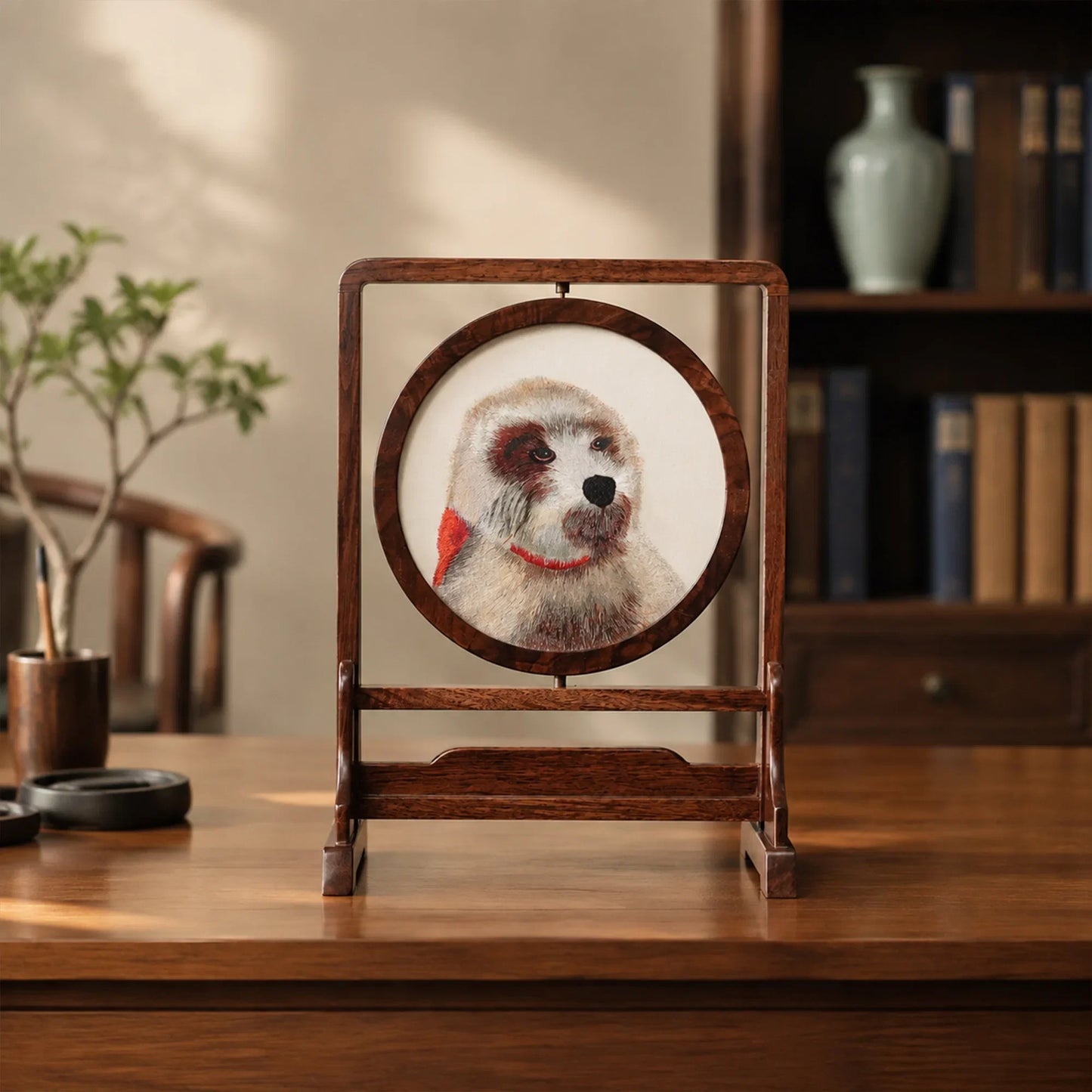 Animal Art Wooden Display Suzhou Embroidery Ornament