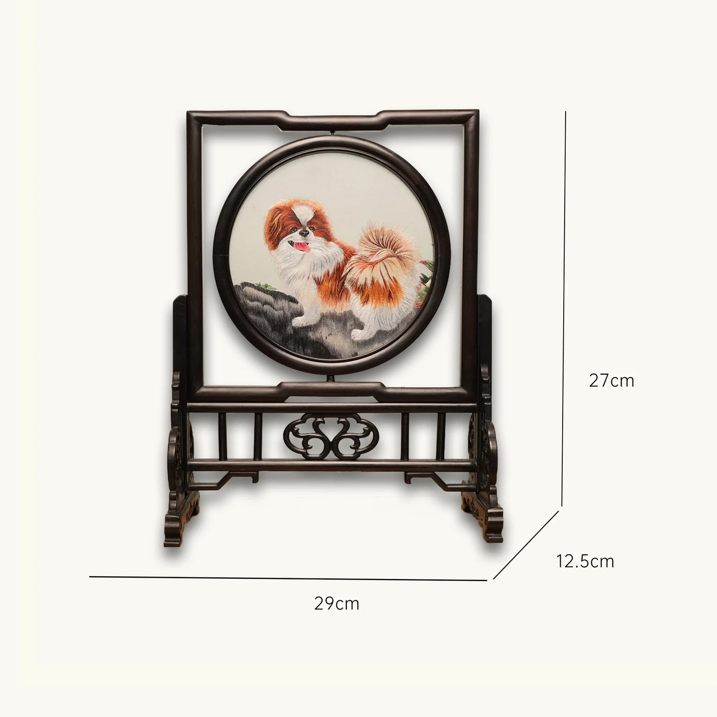 Pekingese Dogs Rectangular Screen Suzhou Embroidery Ornament
