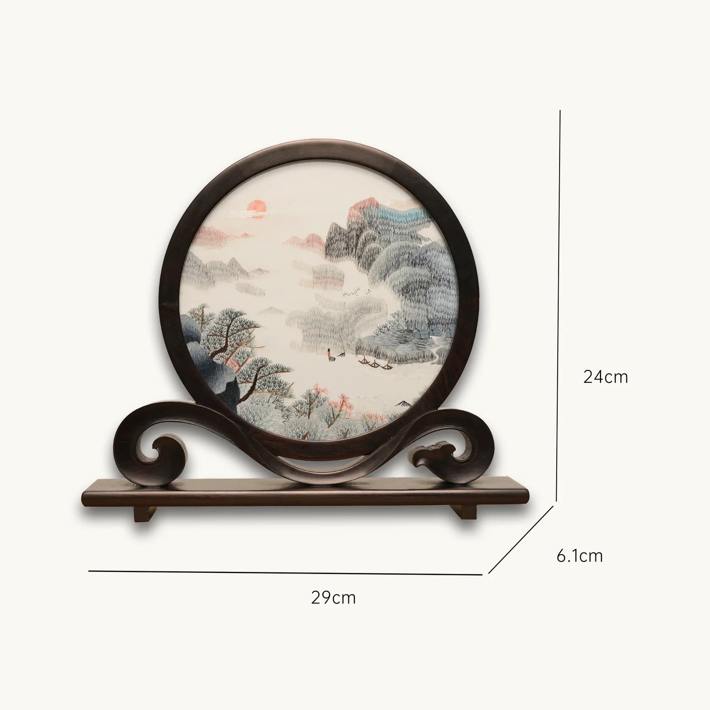 Landscape Scene with Cloud Pattern Wooden Stand Suzhou