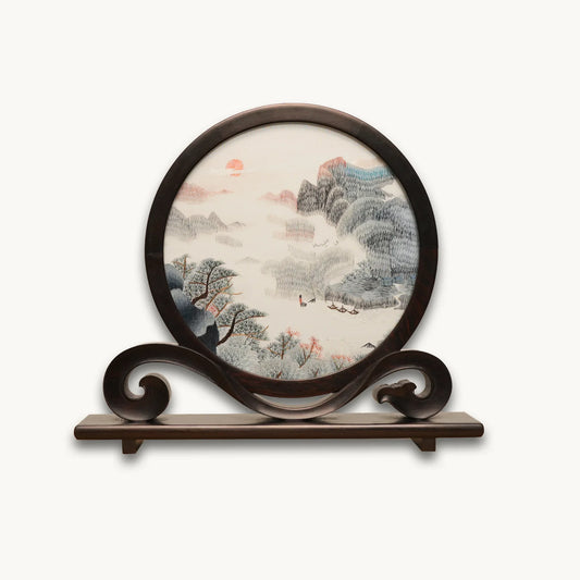 Landscape Scene with Cloud Pattern Wooden Stand Suzhou