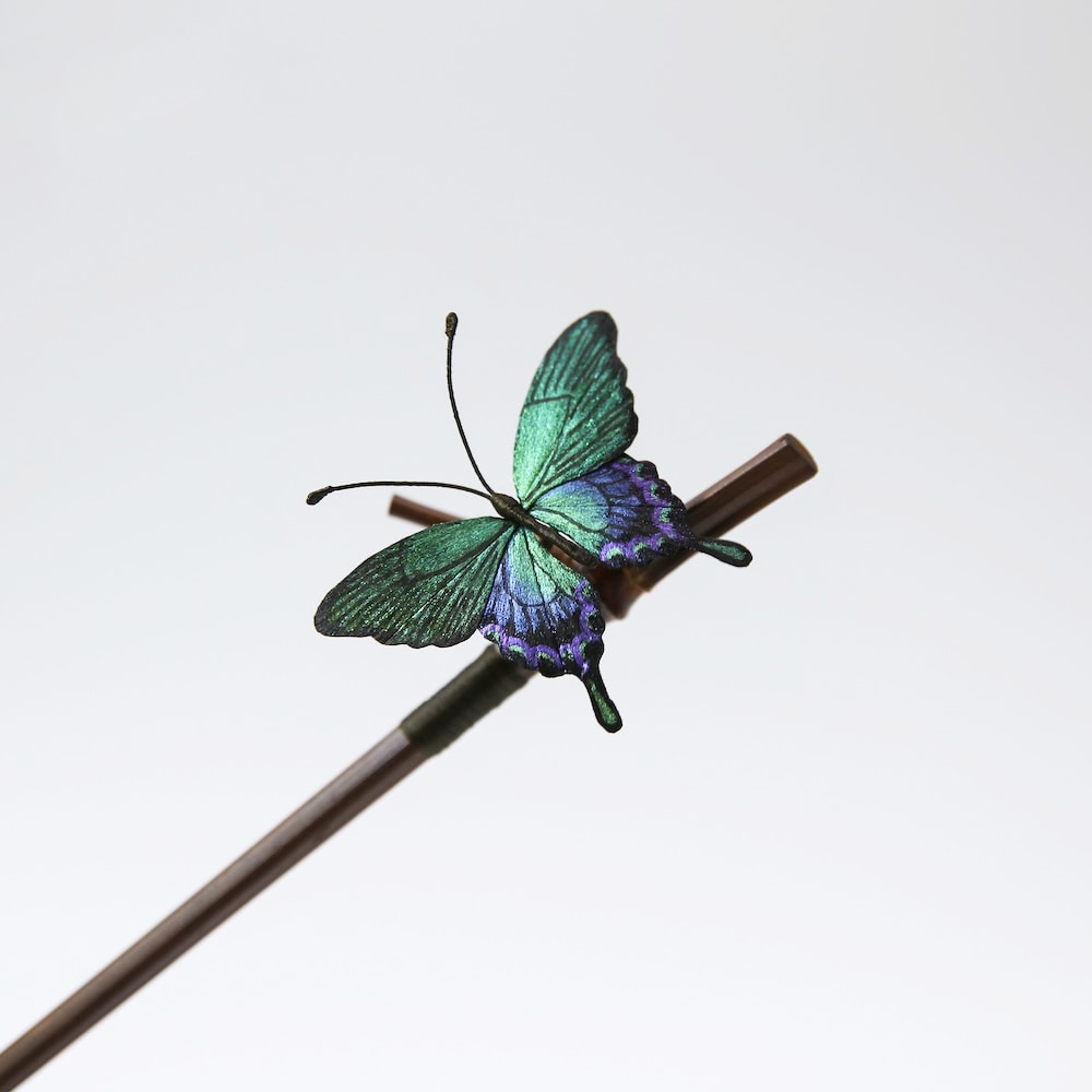 Handmade Rong Hua fluttering butterfly silk hair stick for Hanfu
