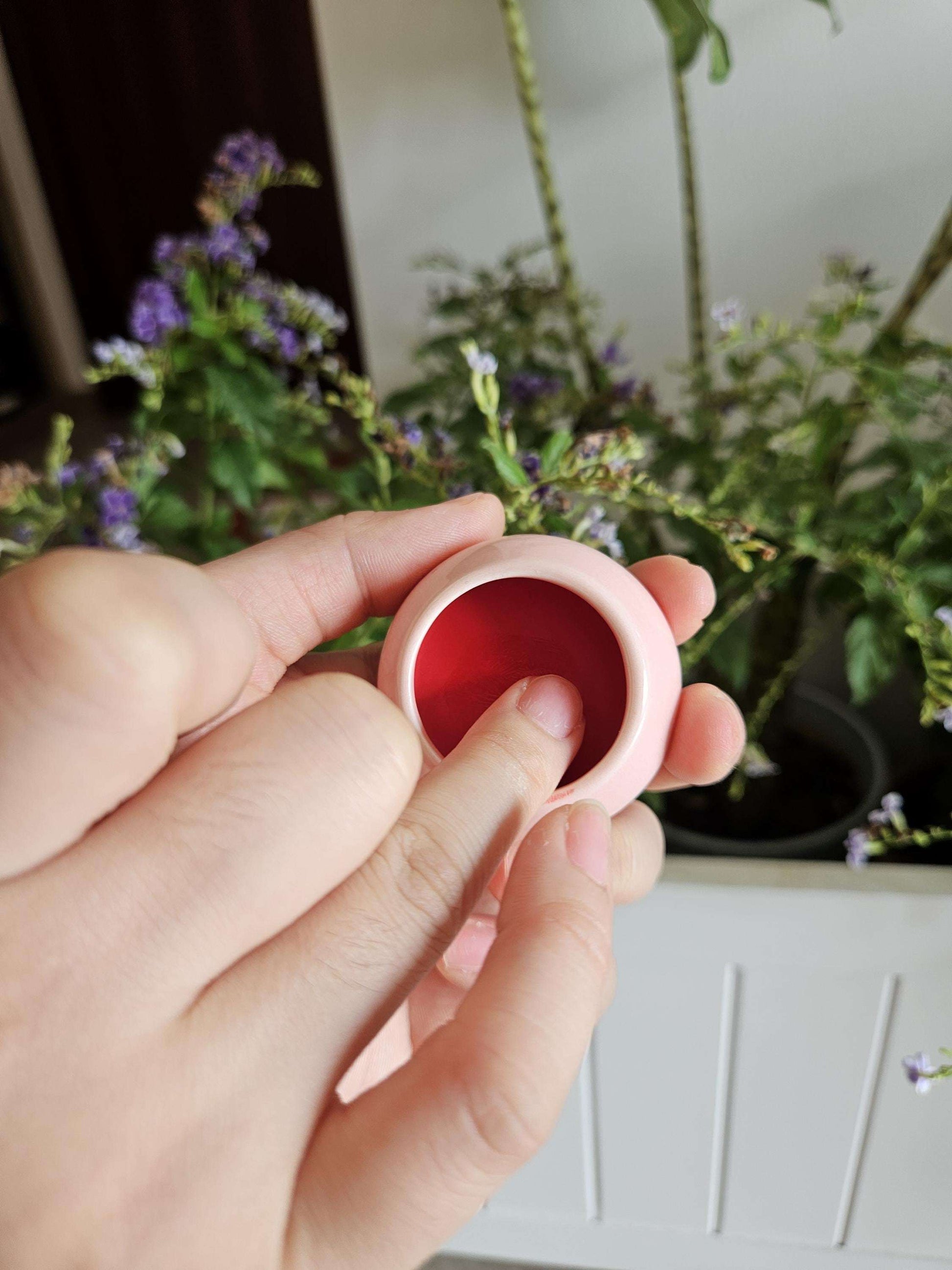 Natural Rose Petals Lip Balm &amp; Cheek Stain | Plant Based rouge in Ceramic Pot