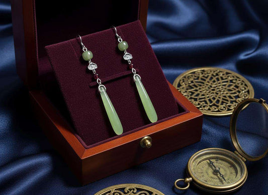 Natural Jade Dangling Earrings | Sterling Silver | New Chinese Style | Unique Women's Accessory
