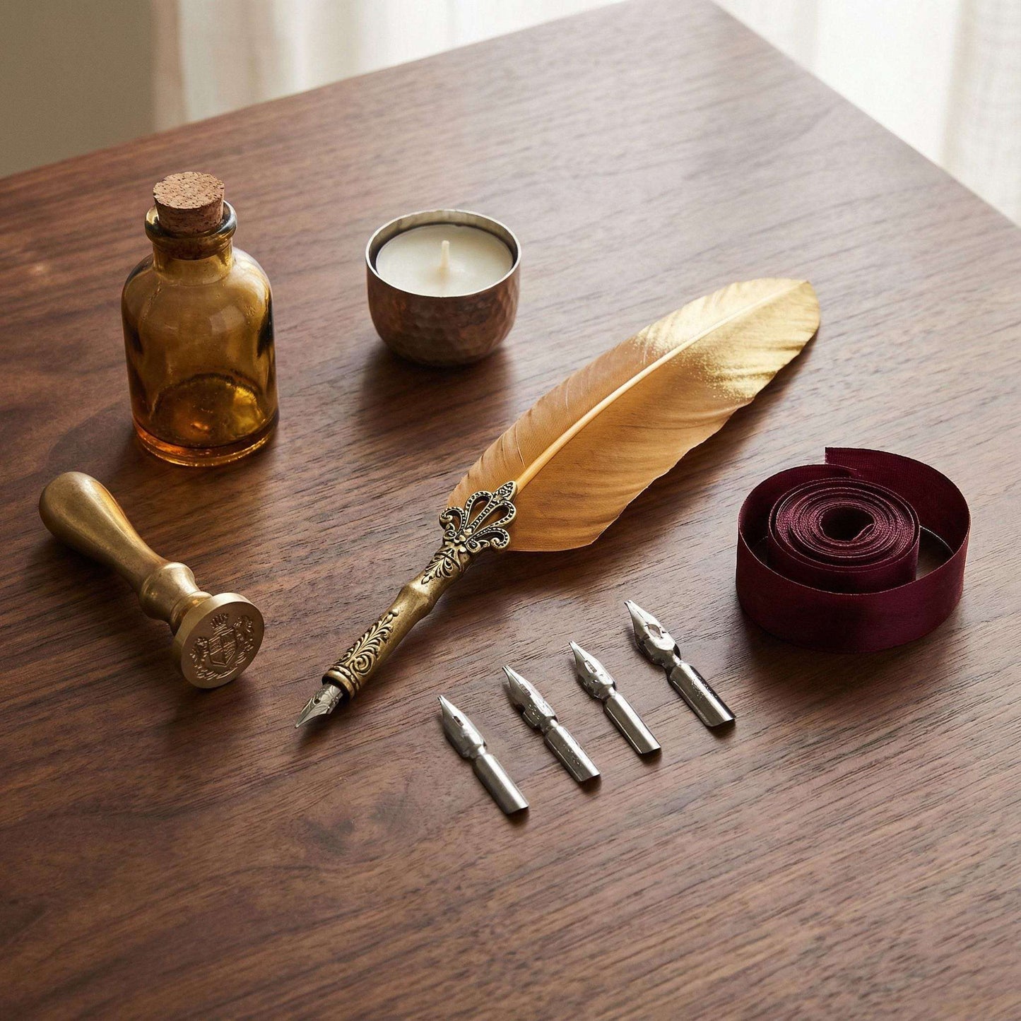 Vintage Feather Quill Pen Set – Calligraphy Writing, Luxury Gift Box