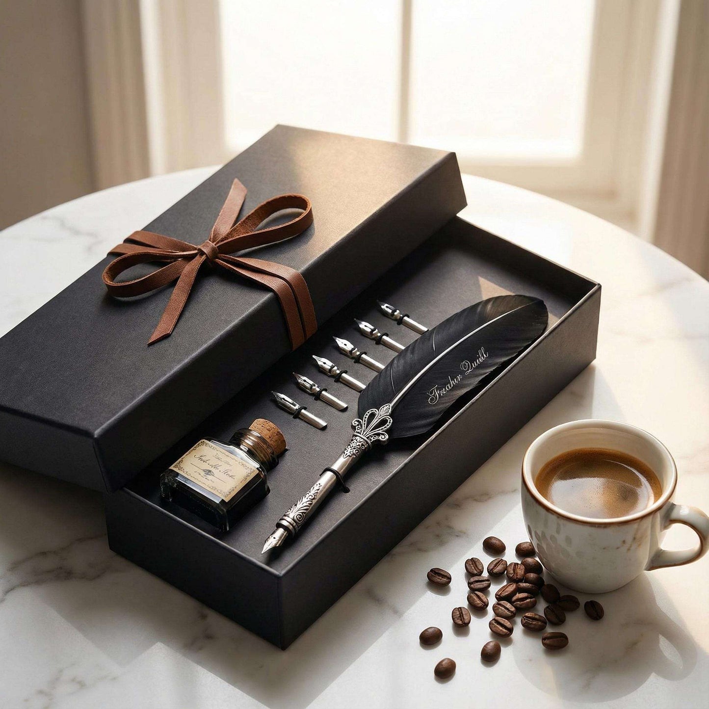 Vintage Feather Quill Pen Set – Calligraphy Writing, Luxury Gift Box