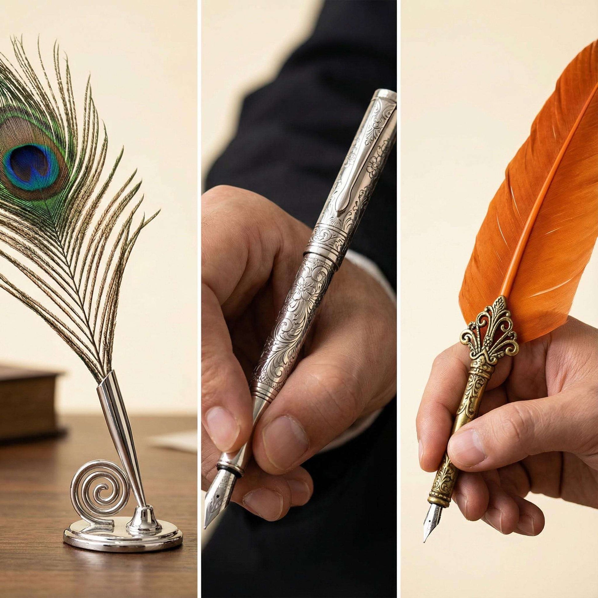Vintage Feather Quill Pen Set – Calligraphy Writing, Luxury Gift Box