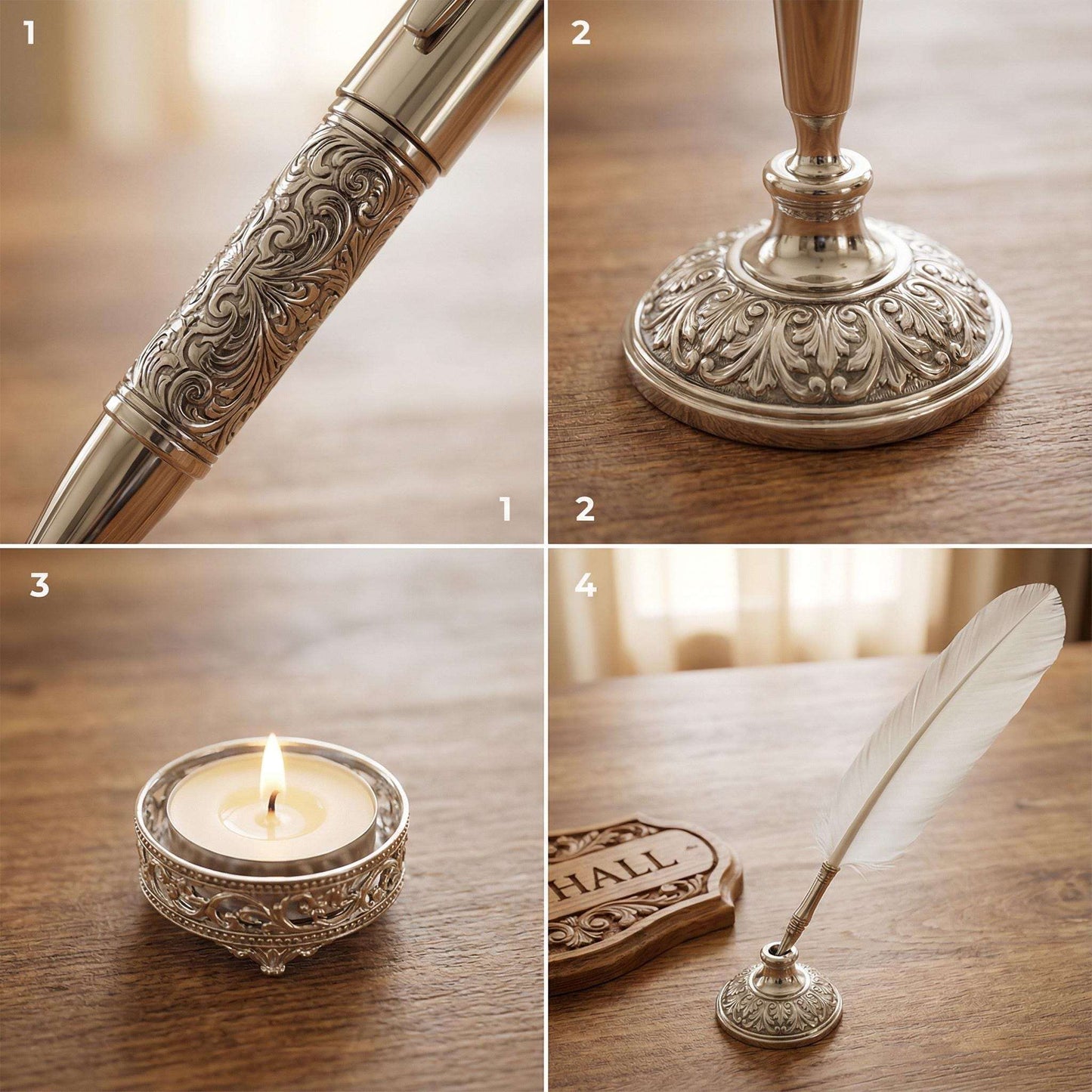 Vintage Feather Quill Pen Set – Calligraphy Writing, Luxury Gift Box