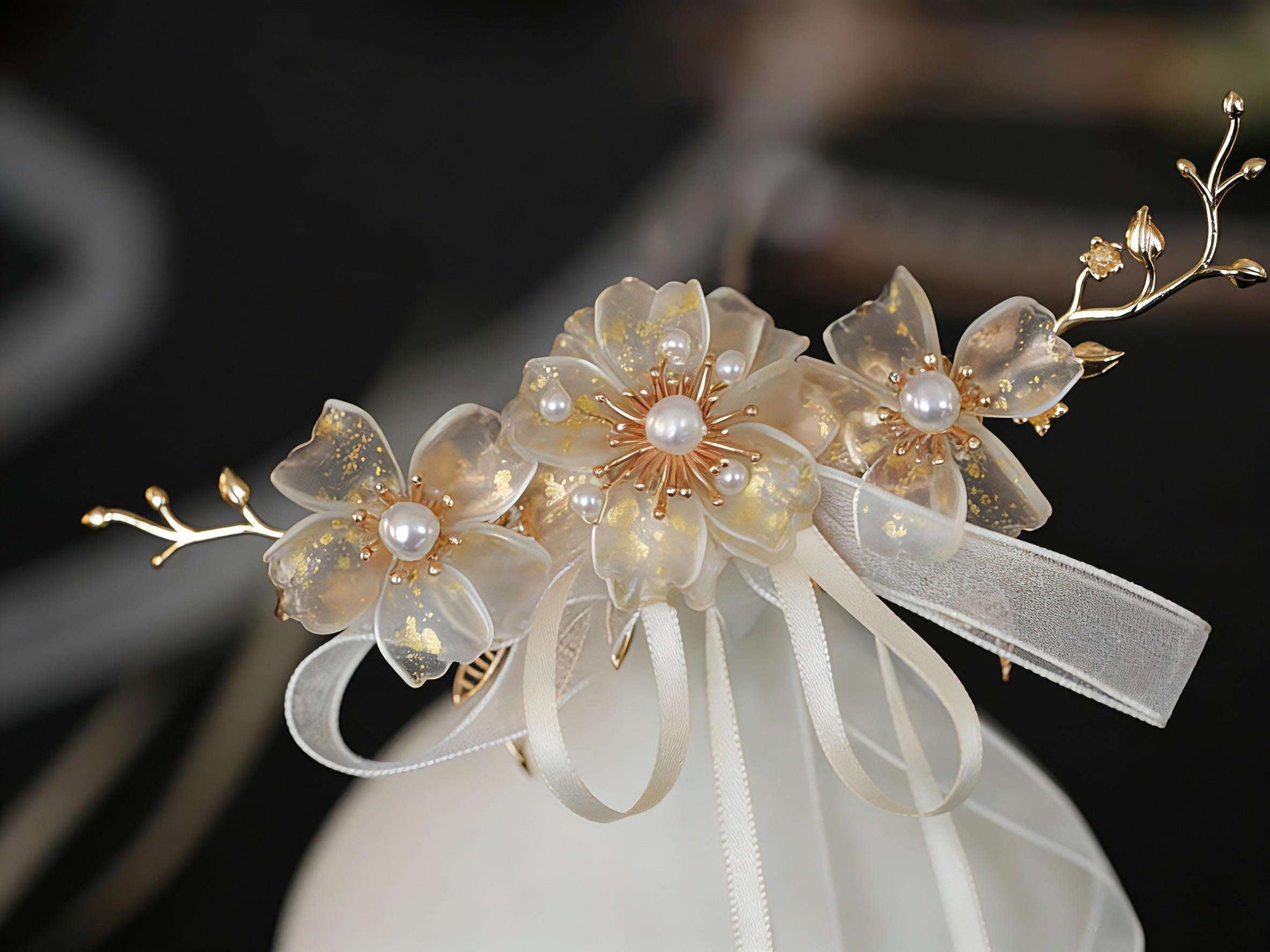 Ethereal Fairy Hair Stick, Floral Pearl Hair Pin, Forest Boho Accessory