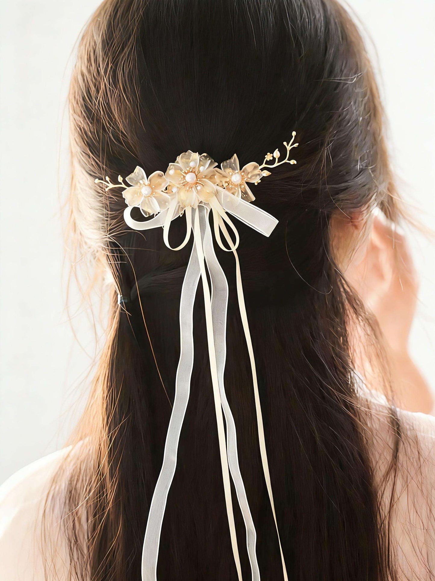 Ethereal Fairy Hair Stick, Floral Pearl Hair Pin, Forest Boho Accessory