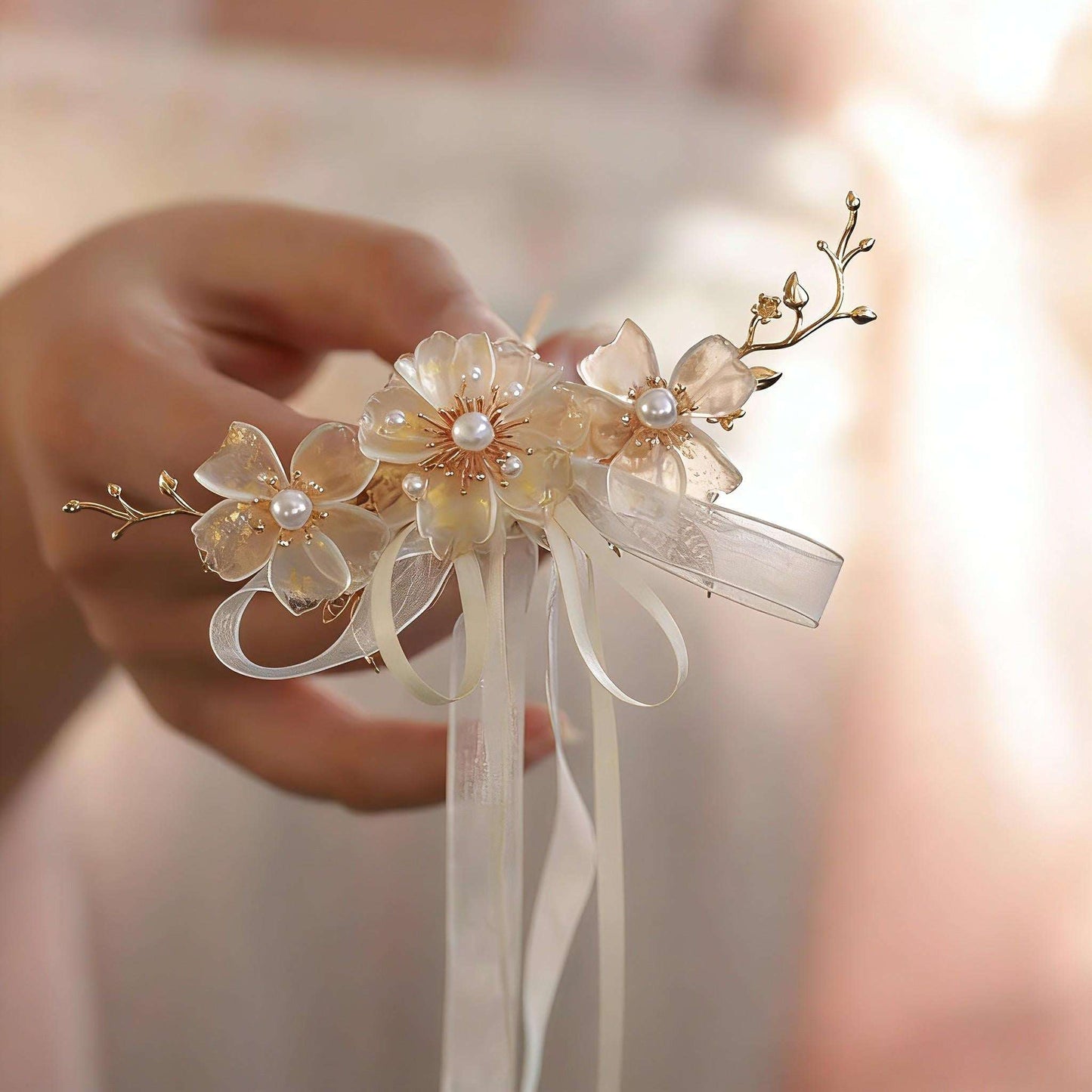 Ethereal Fairy Hair Stick, Floral Pearl Hair Pin, Forest Boho Accessory