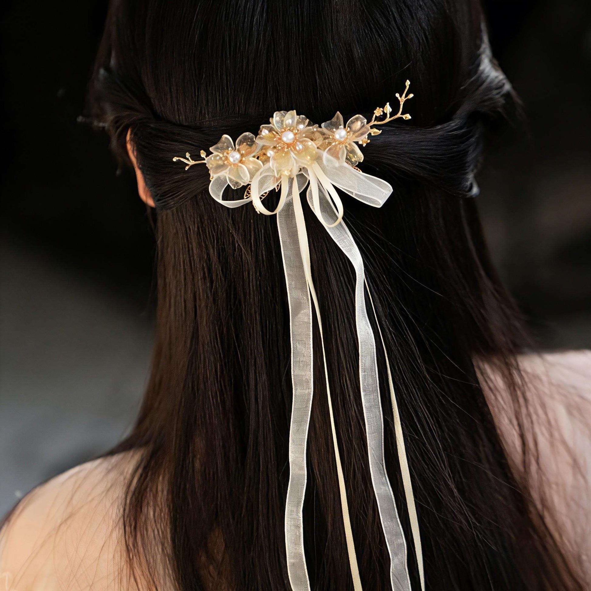 Ethereal Fairy Hair Stick, Floral Pearl Hair Pin, Forest Boho Accessory