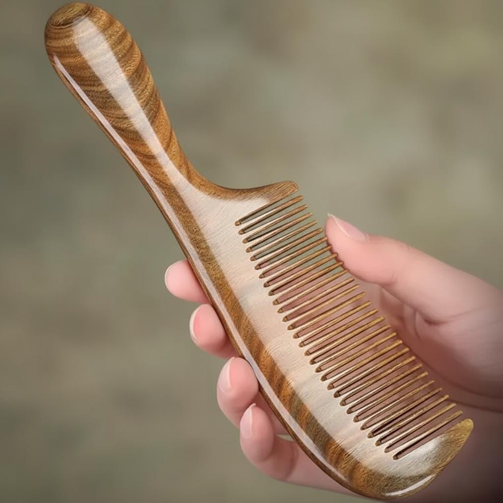 Natural Wood Anti Static Detangling Hair Comb for Scalp Massage