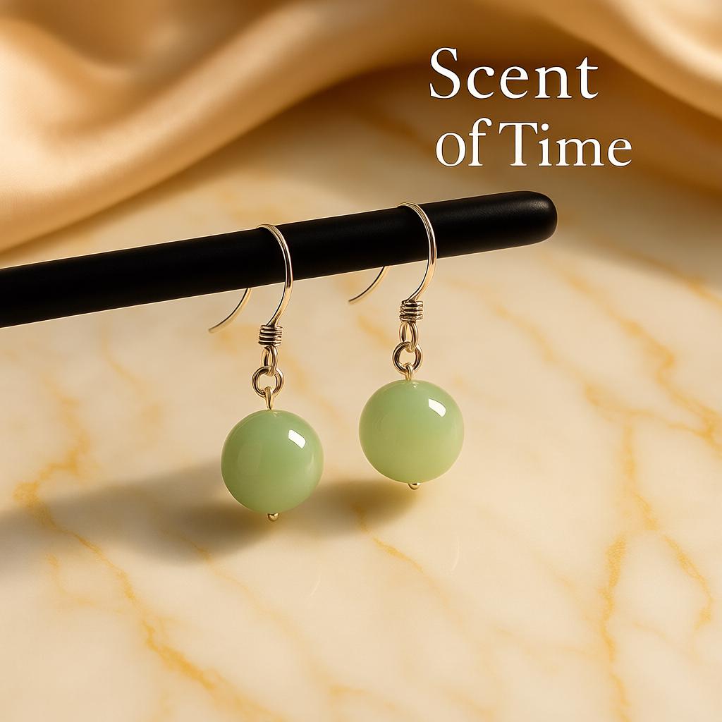 Green Jade Sterling Silver Earrings, Handmade Dangle Gemstone