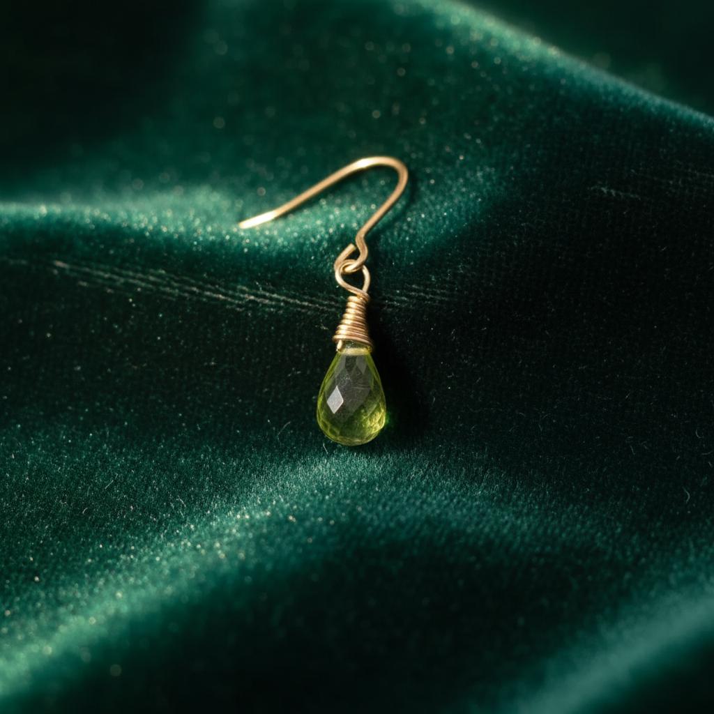 14K Gold Filled Peridot Teardrop Earrings | August Birthstone Dangle Drop | Non-Tarnish Gift for Her