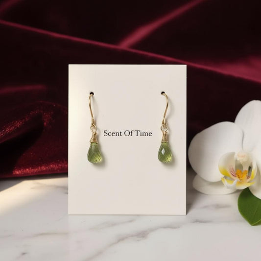 14K Gold Filled Peridot Teardrop Earrings | August Birthstone Dangle Drop | Non-Tarnish Gift for Her