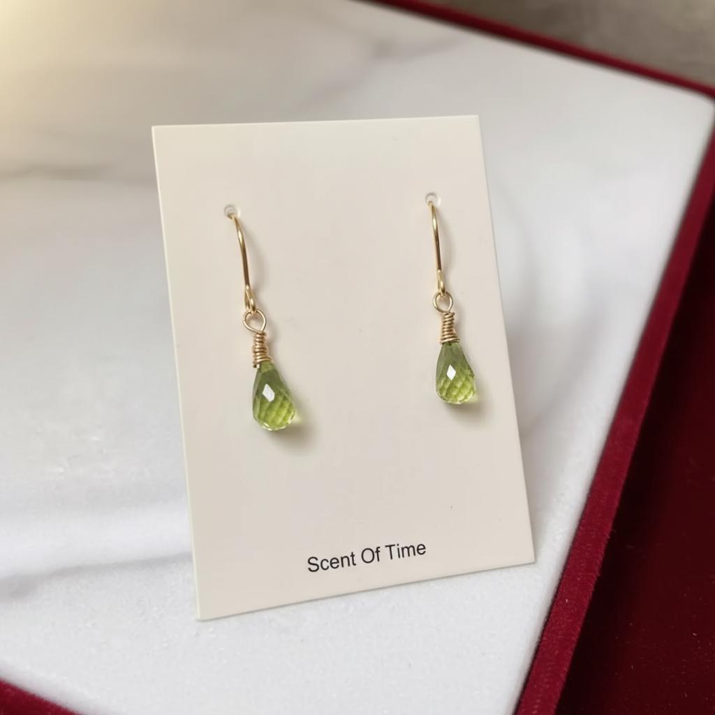 14K Gold Filled Peridot Teardrop Earrings | August Birthstone Dangle Drop | Non-Tarnish Gift for Her