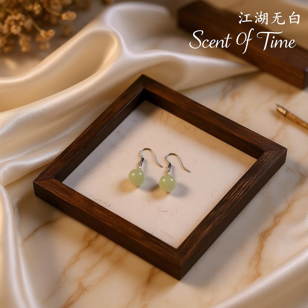Green Jade Sterling Silver Earrings, Handmade Dangle Gemstone