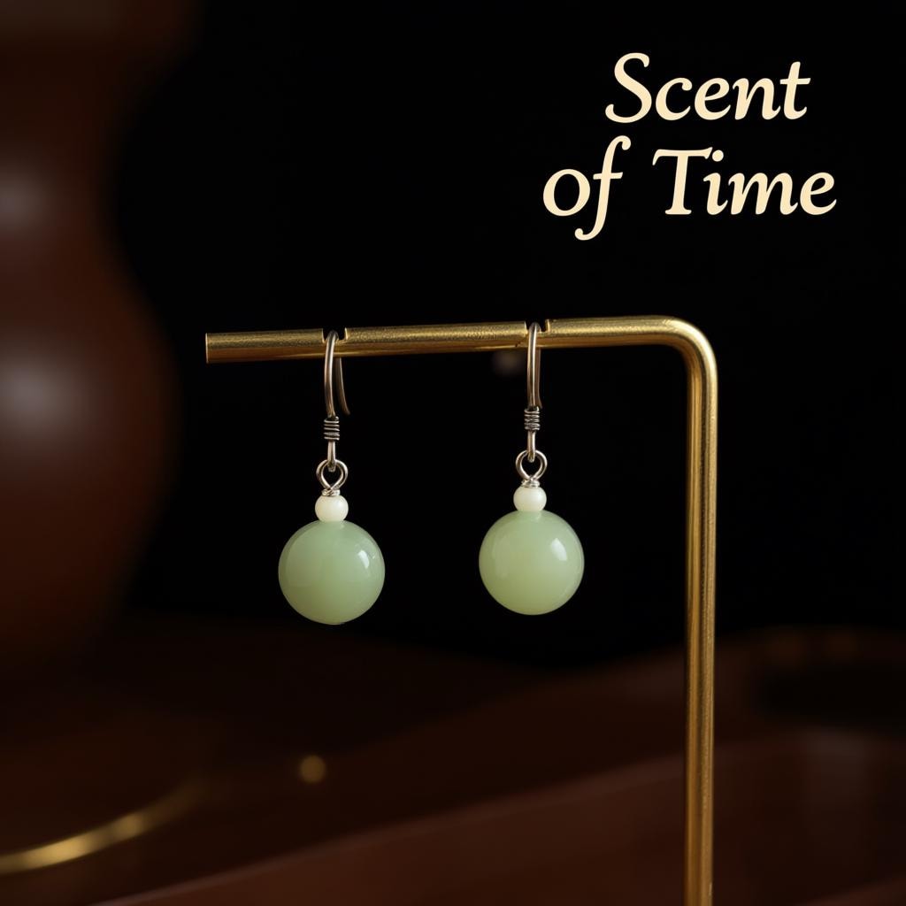 Green Jade Sterling Silver Earrings, Handmade Dangle Gemstone