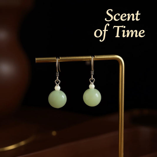 Green Jade Sterling Silver Earrings, Handmade Dangle Gemstone