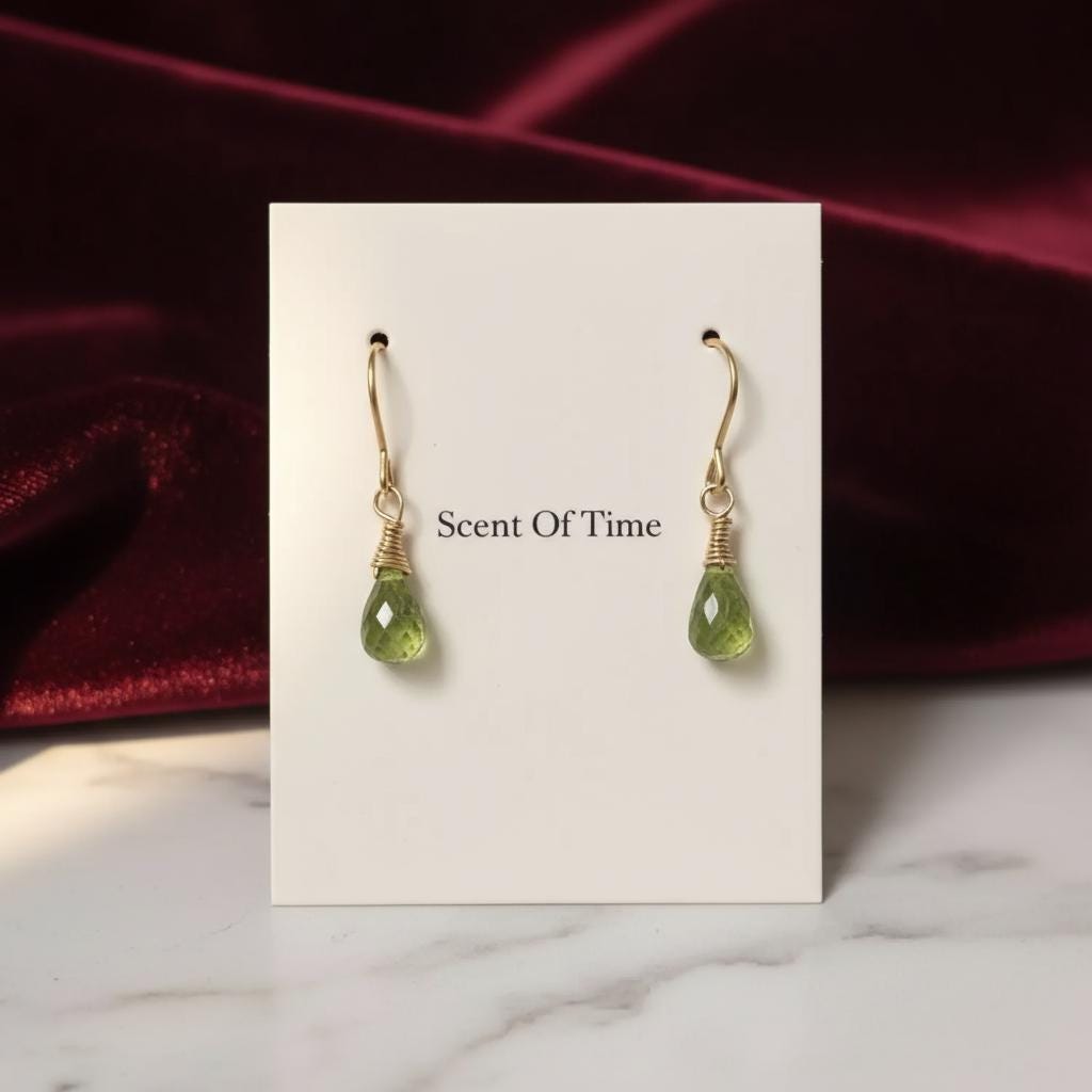 14K Gold Filled Peridot Teardrop Earrings | August Birthstone Dangle Drop | Non-Tarnish Gift for Her