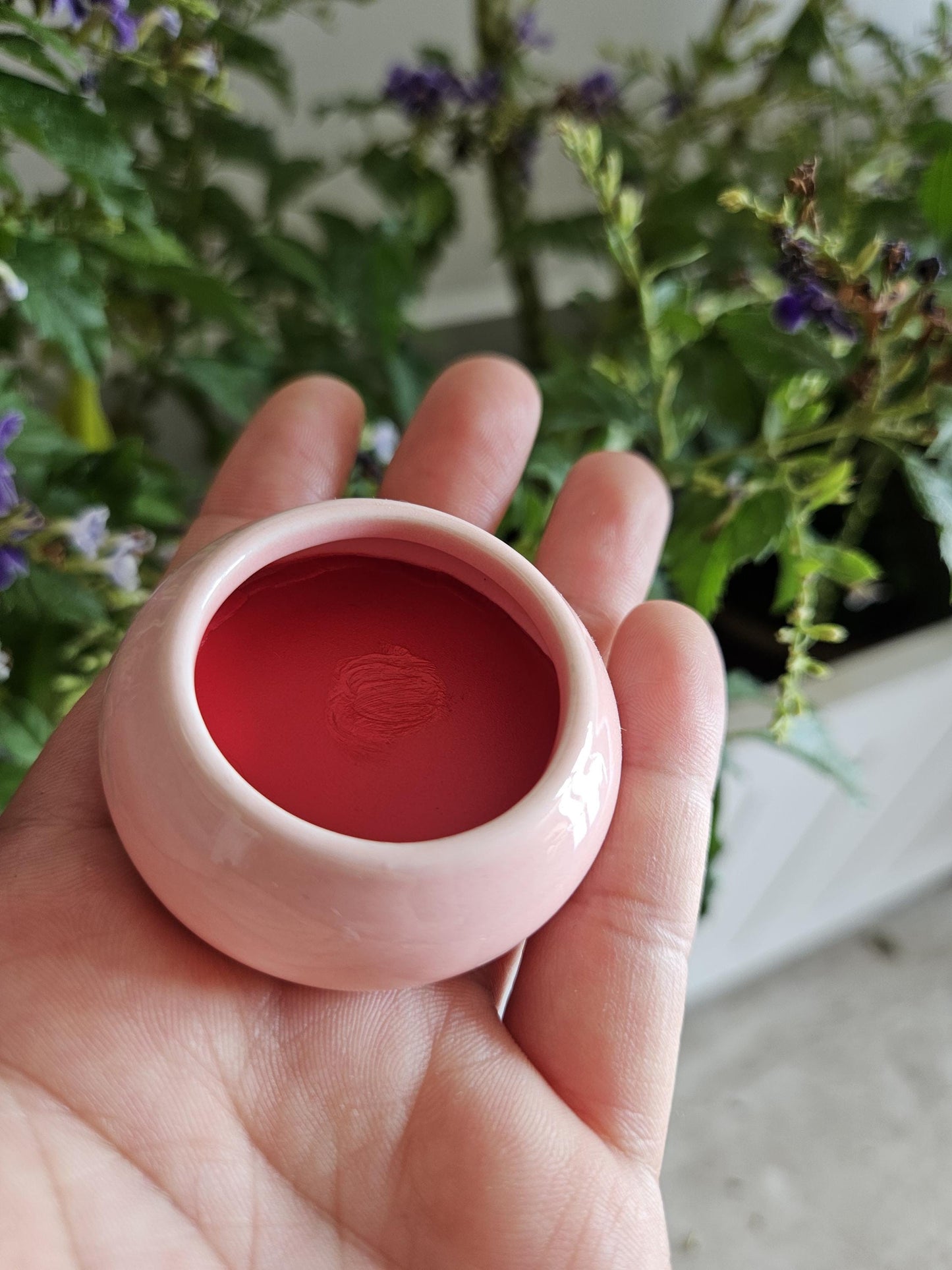 Natural Rose Petals Lip Balm &amp; Cheek Stain | Plant Based rouge in Ceramic Pot