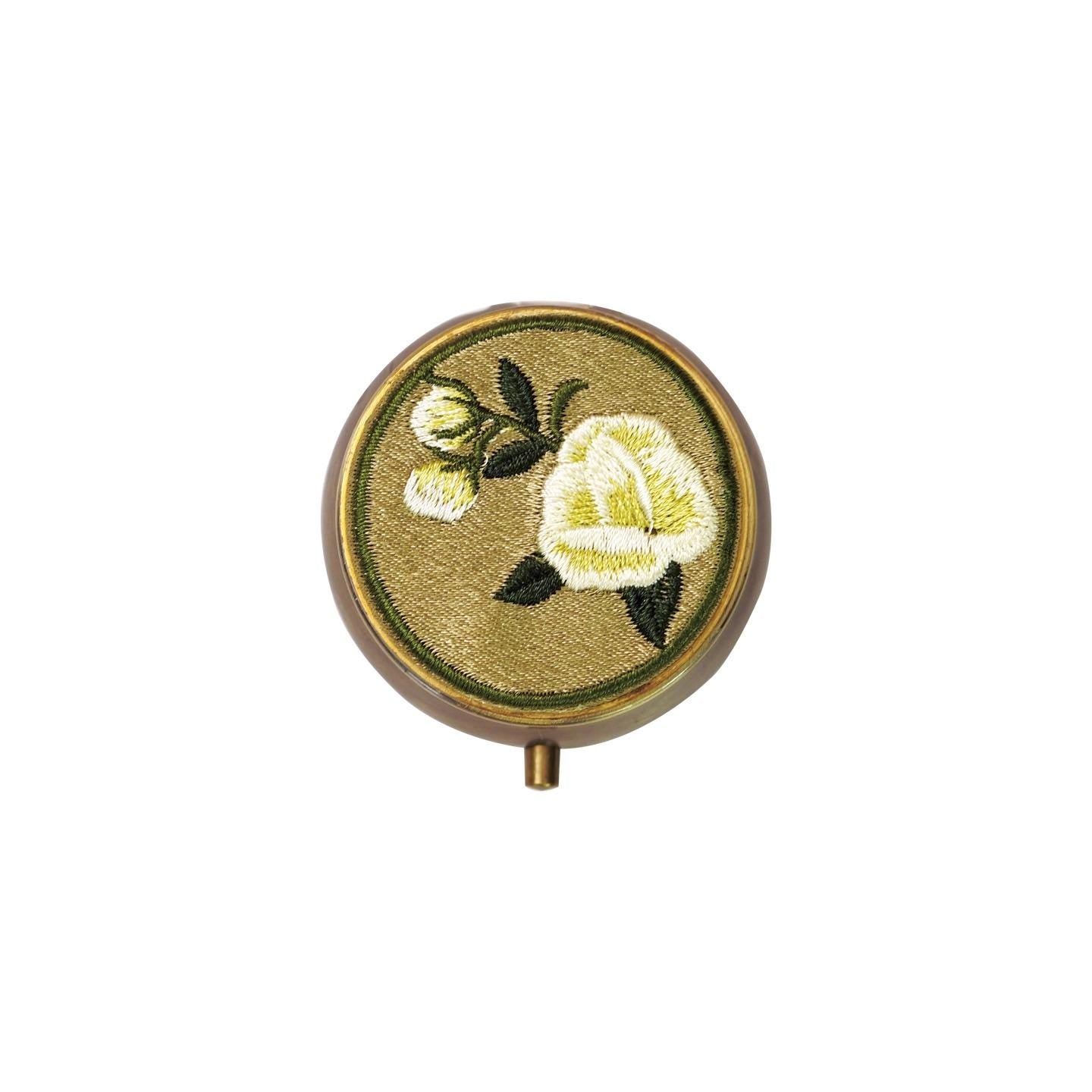 Natural Jasmine Solid Perfume Balm in Vintage Embroidered Compact
