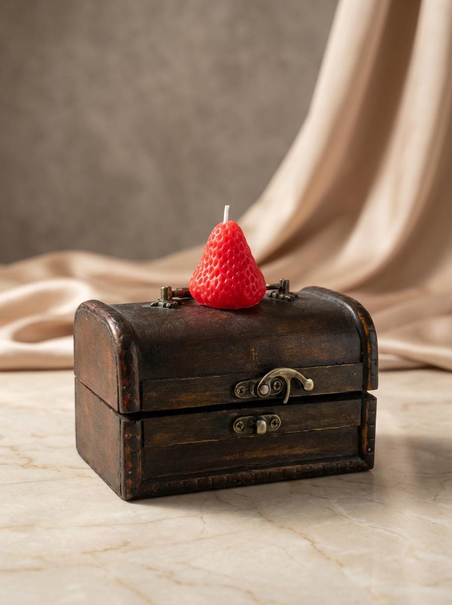 Vintage Wooden Treasure Chest: Antique Jewelry Box with Brass Hardware