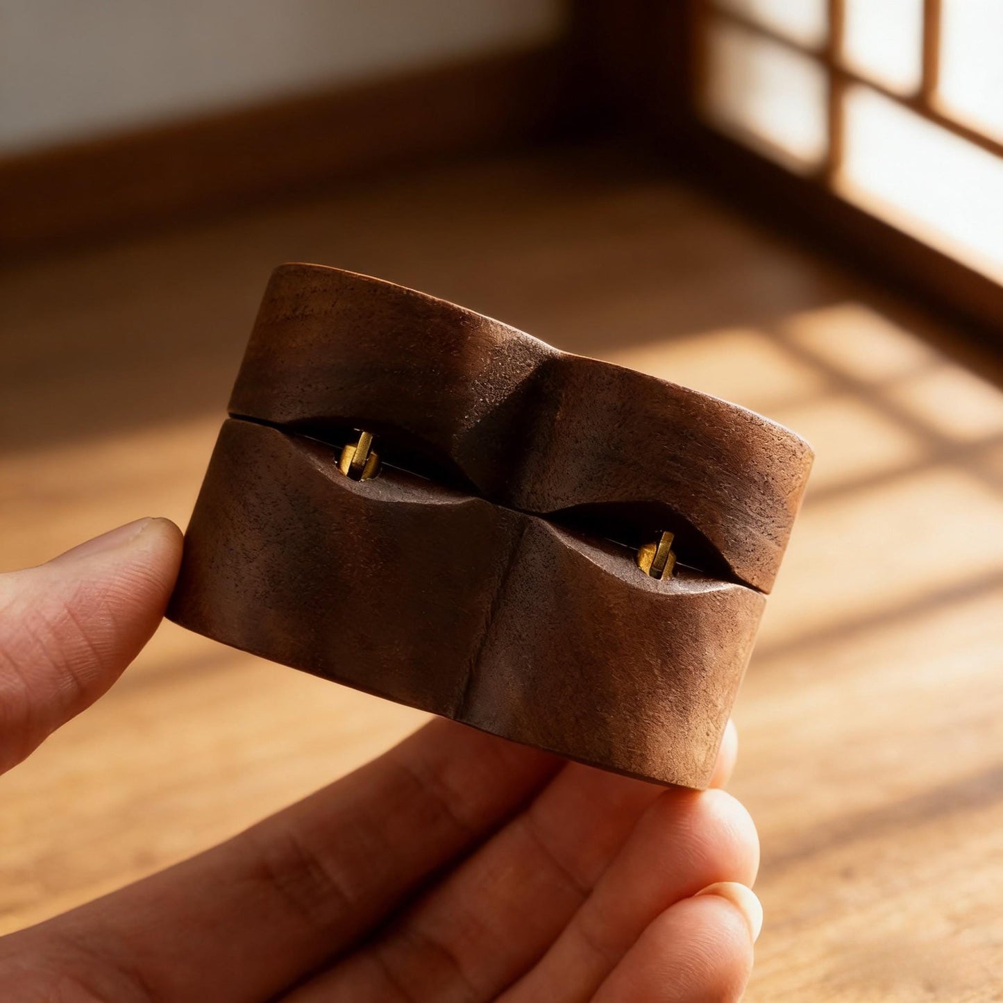 Walnut Wood Heart Ring Box: Magnetic Engagement & Wedding Ring Bearer Case