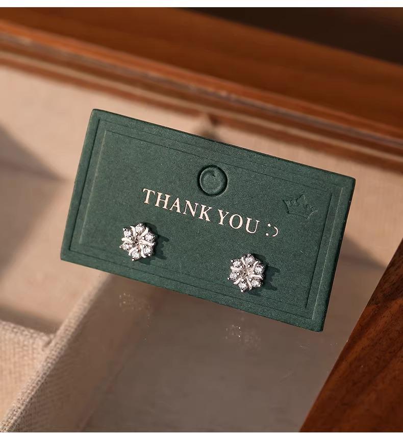 S999 Sterling Silver Snowflake Stud Earrings, Tiny Zircon Winter Jewelry, Minimalist Dainty Studs