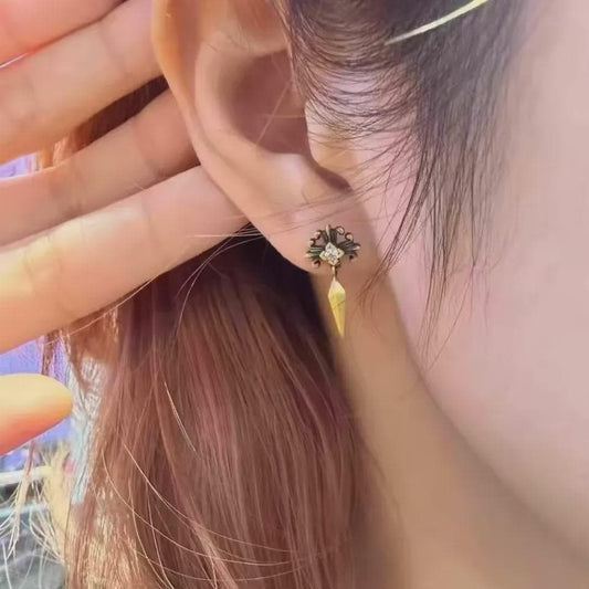 Mismatched Vintage Fleur De Lis Sterling Silver Studs | French Black Gold Earrings