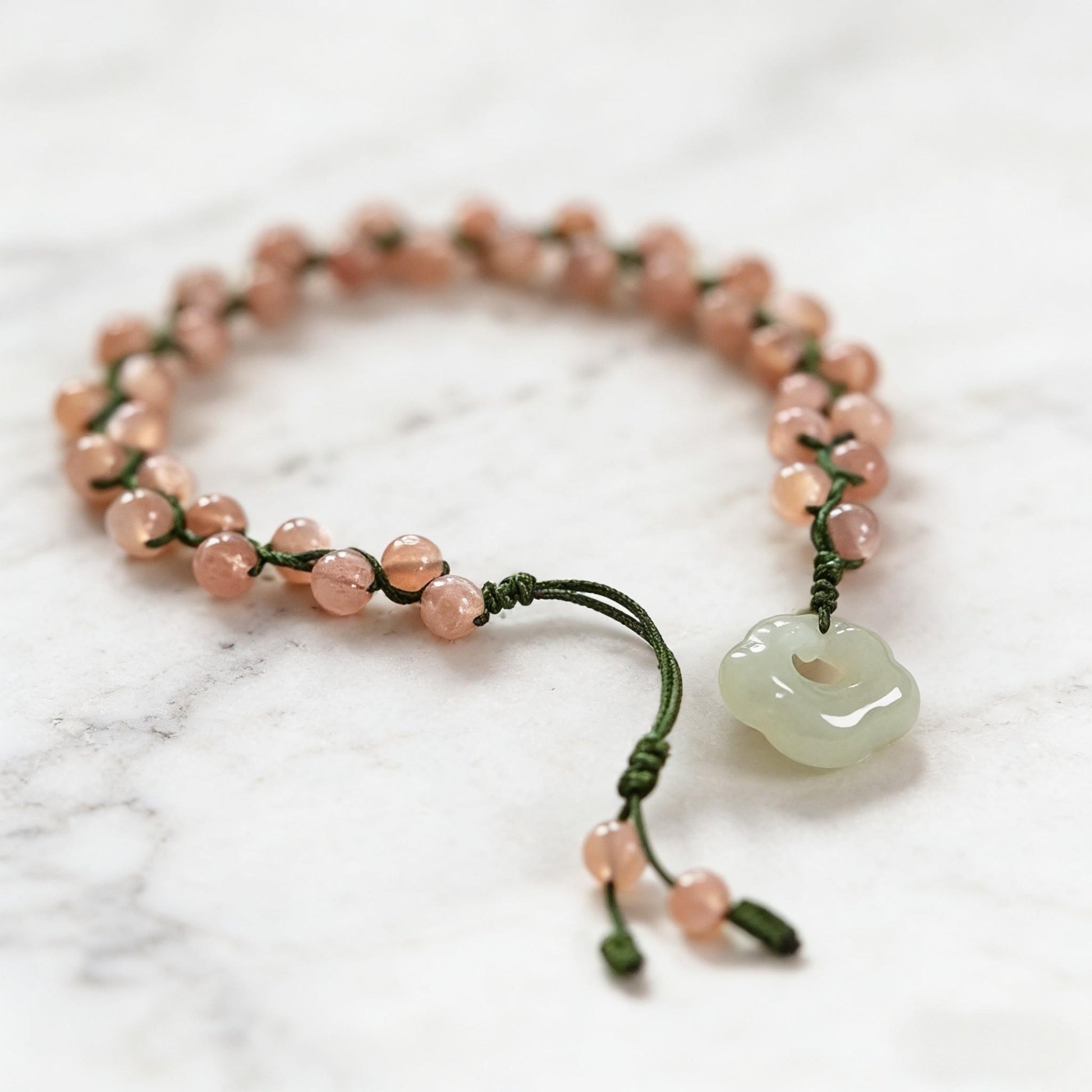 Adjustable Green Jade Bracelet, Lucky Energy Amulet, Natural Beaded Spiritual Jewelry - Scent Of Time