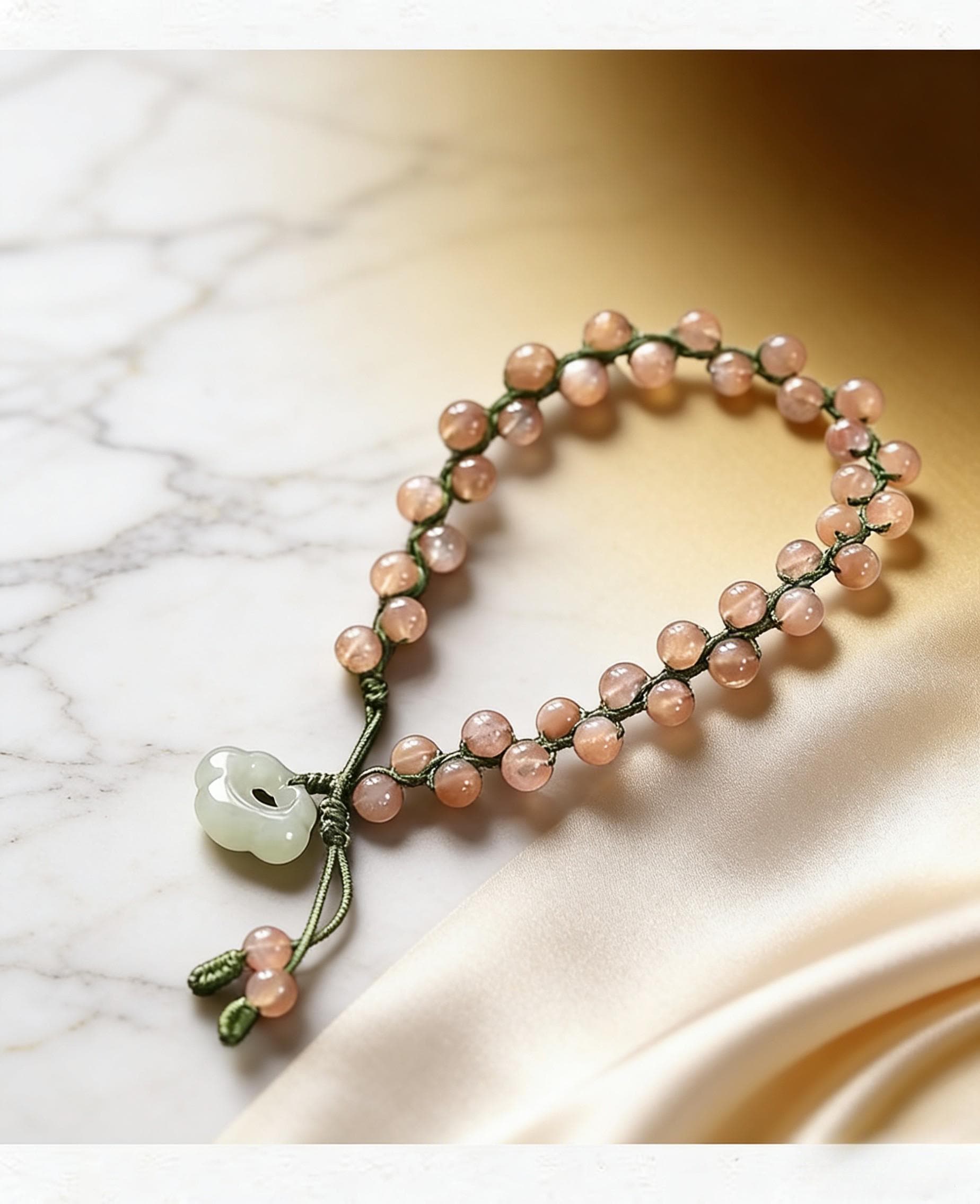 Adjustable Green Jade Bracelet, Lucky Energy Amulet, Natural Beaded Spiritual Jewelry - Scent Of Time