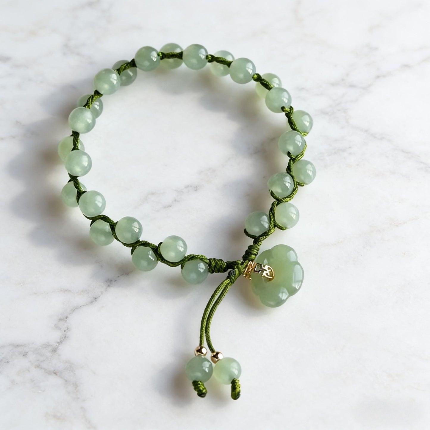 Adjustable Green Jade Bracelet, Lucky Energy Amulet, Natural Beaded Spiritual Jewelry - Scent Of Time