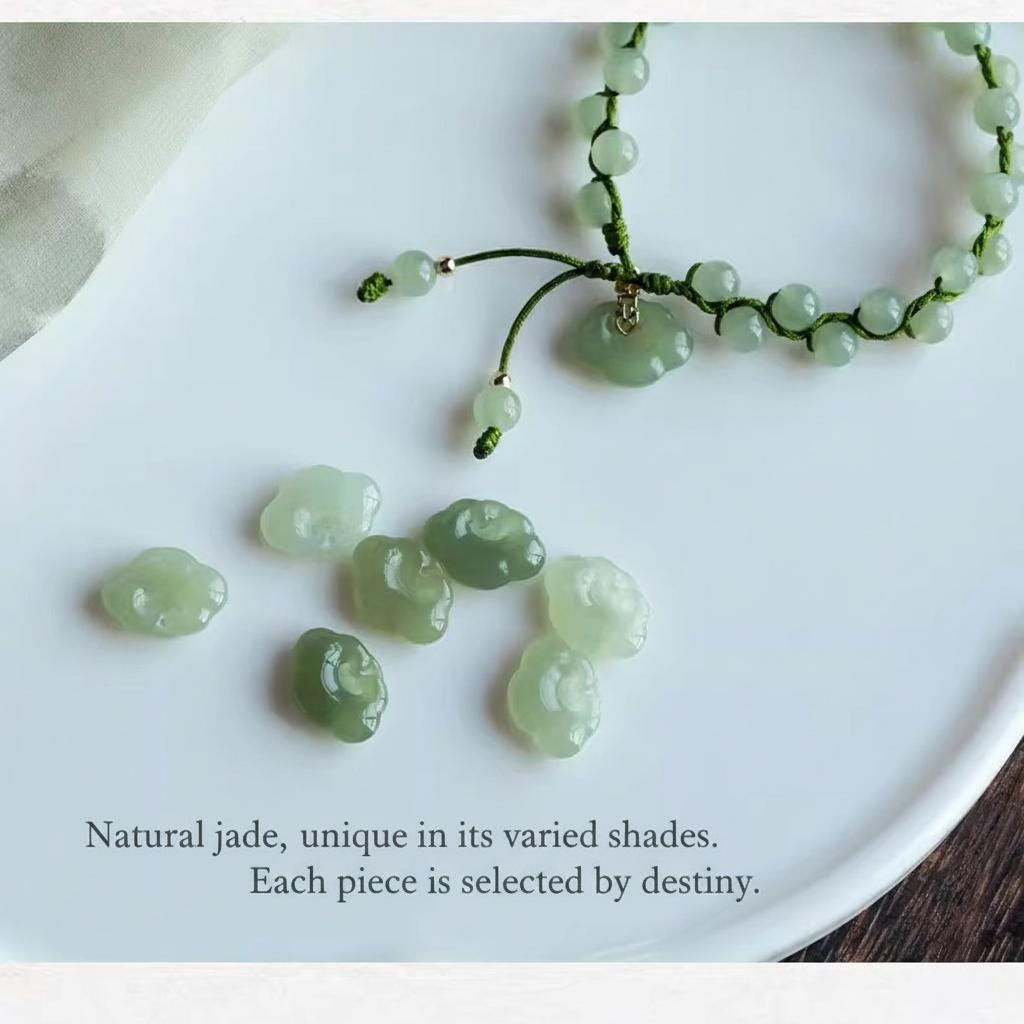 Adjustable Green Jade Bracelet, Lucky Energy Amulet, Natural Beaded Spiritual Jewelry - Scent Of Time